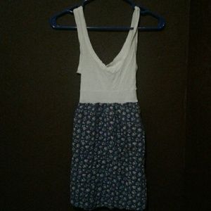 Blue and white summer shirt with floral design